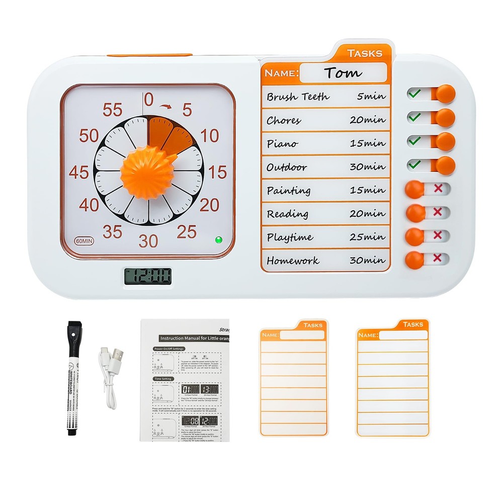 Chargeable Task Timer, to-do List with Visual Timer for Adults and Students, ...