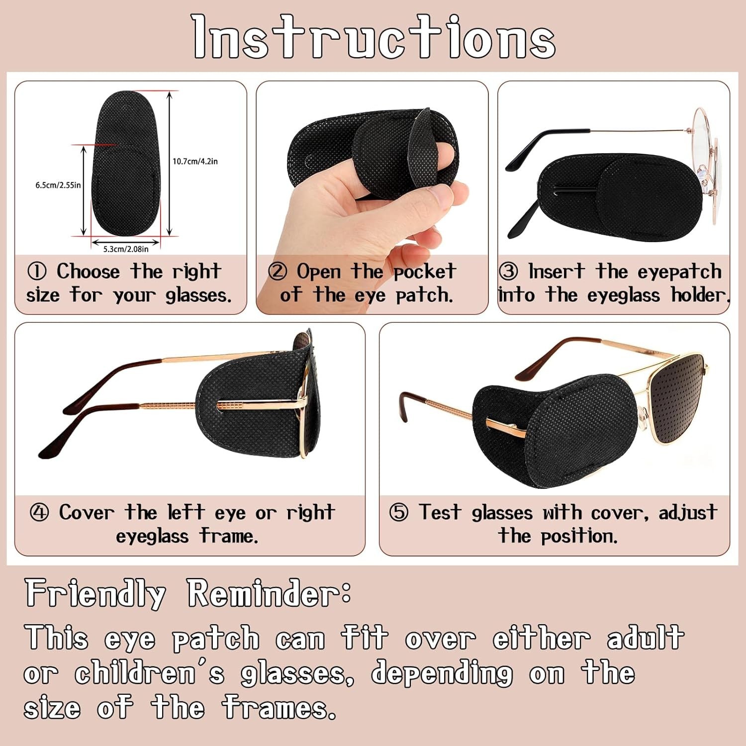 6PCS Eye Patches for Adults Kids, Medical Eye Patch for Glasses, Black, Soft...