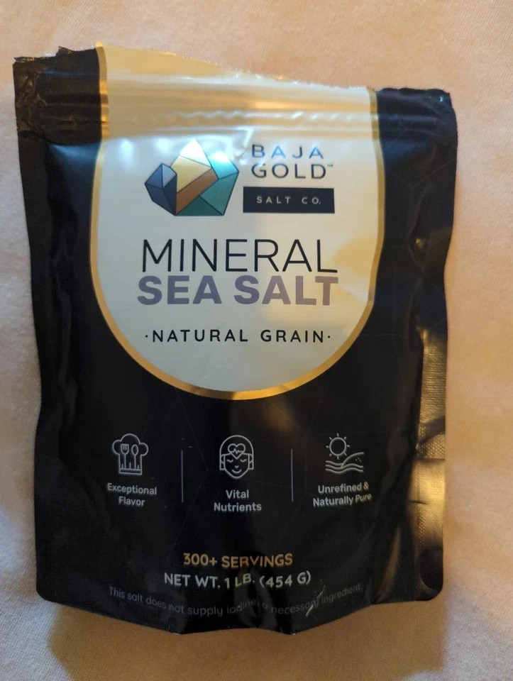 Baja Gold Mineral Sea Salt, Fine Grind, 1 Lb. Bag