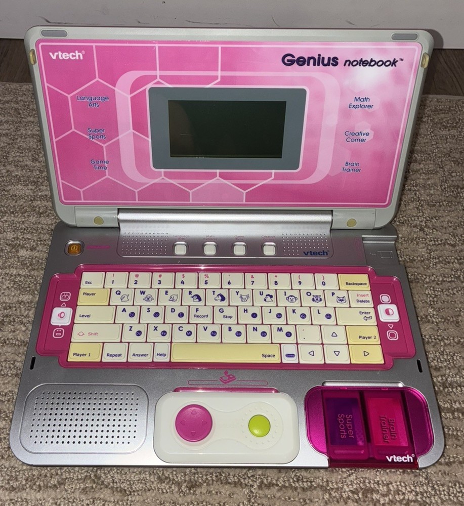 Pink Genius Notebook Computer Toy Learning Games Brain Math Works!