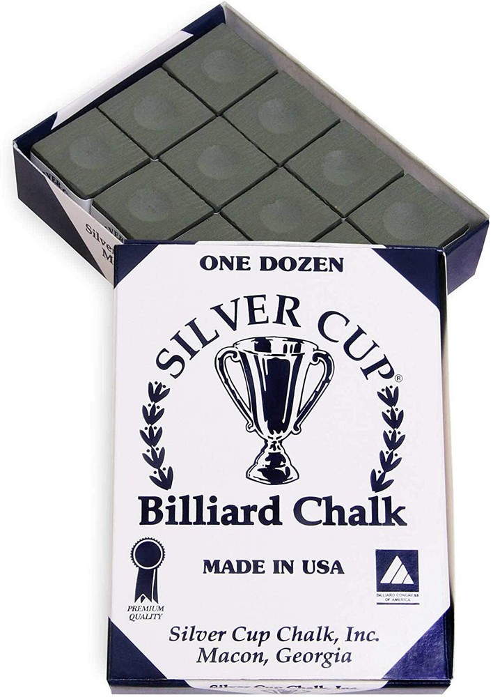 Silver Cup Billiard Chalk - ONE Dozen (Olive)