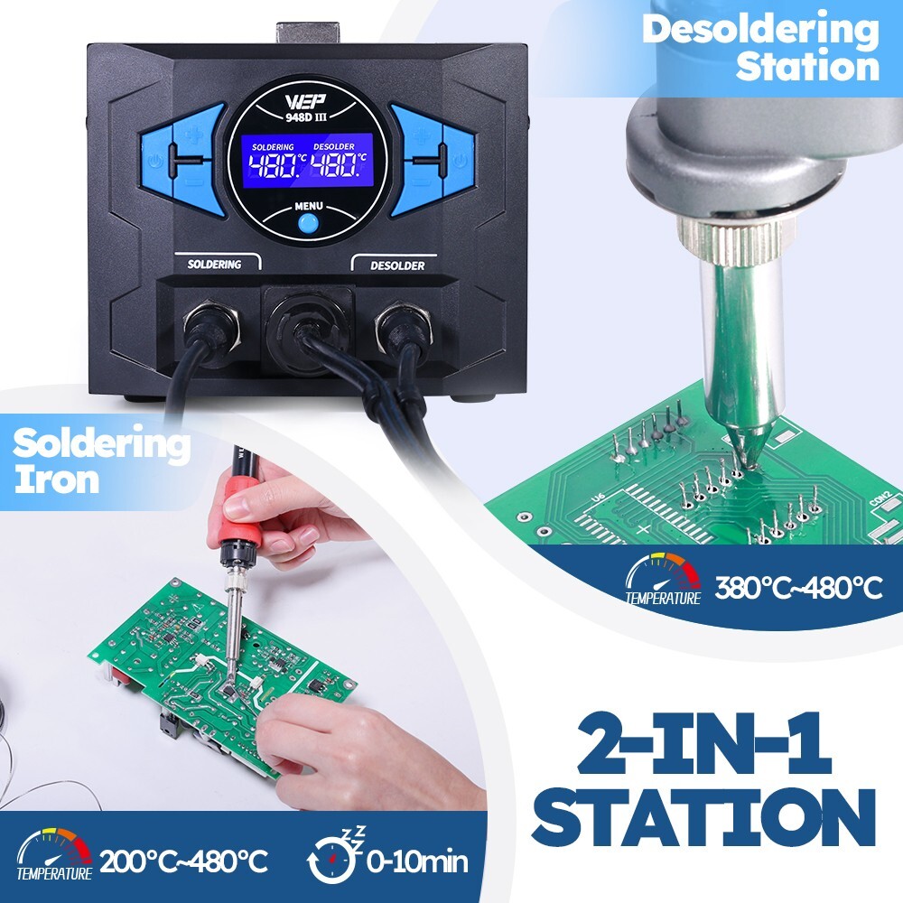 WEP 948D-III 110W Desoldering Station Soldering Iron Kit Suction Tin Gun Tool