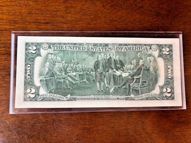 Halloween $2 bill with certificate of authenticity
