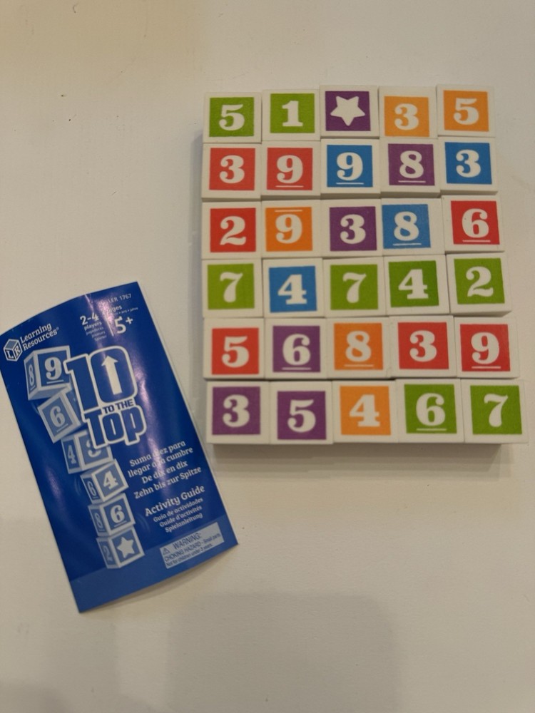 Learning Resource Math Game 10 To Top Foam Cube Addition Age 5+ Learning Fun EUC