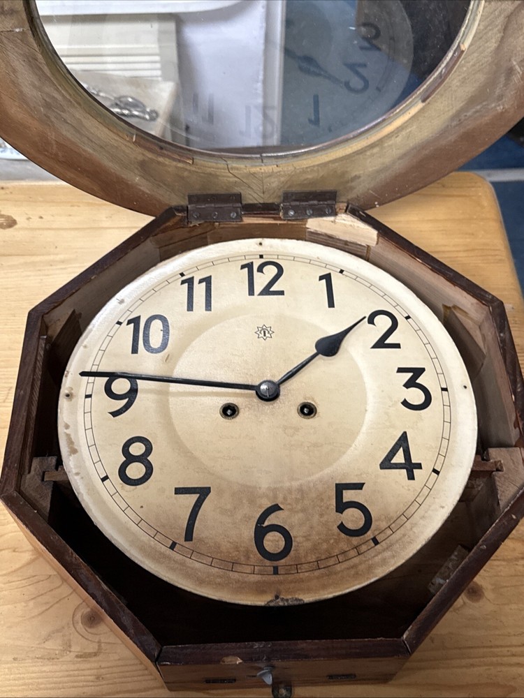Antique Wooden German Junghans Wall Clock Old Clock Untested No Key