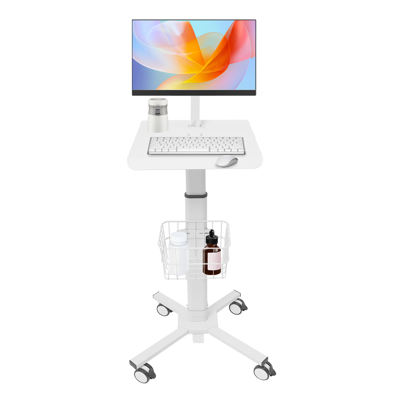 Adjustable Rolling Medical Cart with iPad Holder for Healthcare & Spa