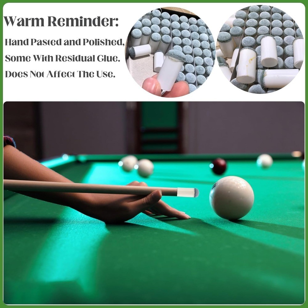 20pcs Slip On Pool Cue Tips, 4 Sizes Pool Queue Stick Tips Replacement Kit,