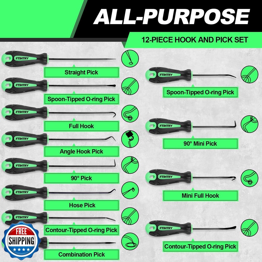 FTIHTRY 12-Piece Pick and Hook Tools Set, Pick Tool Set Car Auto