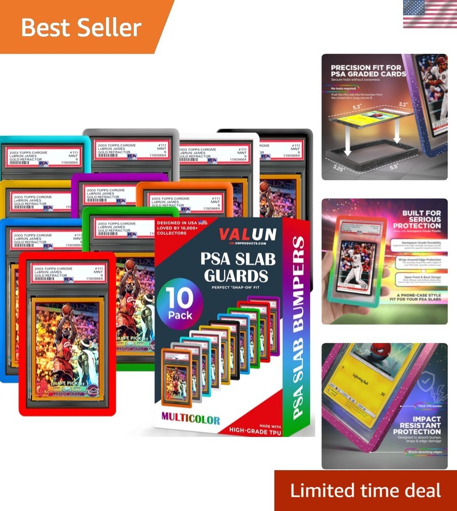 PSA Slab Bumper 10 PACK MULTI-COLOR – Hard TPU PSA Slab Protector Guard for G...