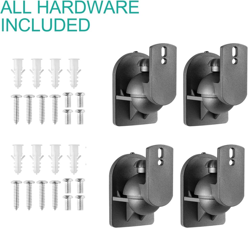 WALI Speaker Wall Mounts, Bookshelf Mount 4 Pack, Black