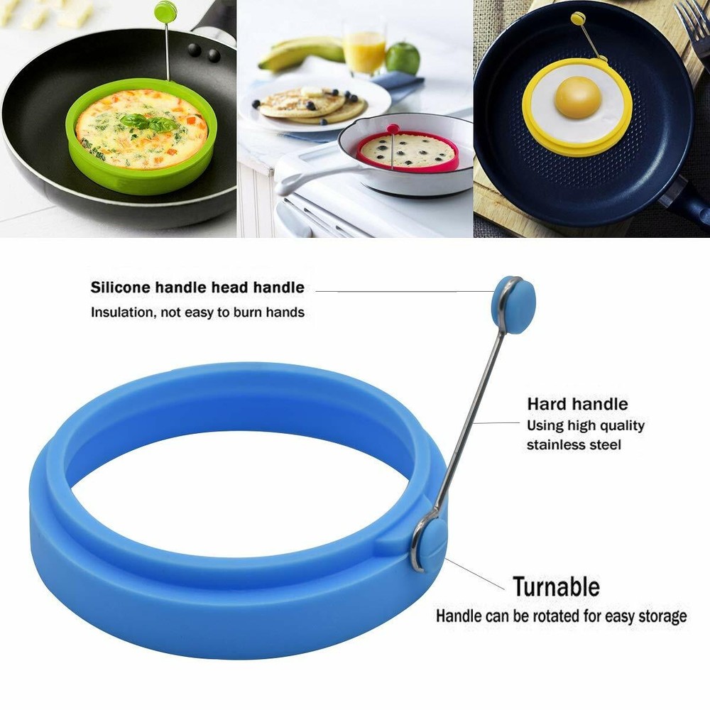 4pcs/pack Silicone Egg Rings Fried Egg Mold Omelets Round Non Stick 4X