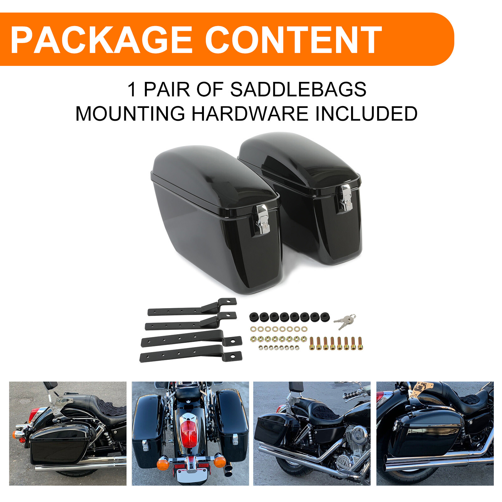 Large Hard Saddlebags Bags Motorcycle Luggage Trunk For Harley Sportster Softail