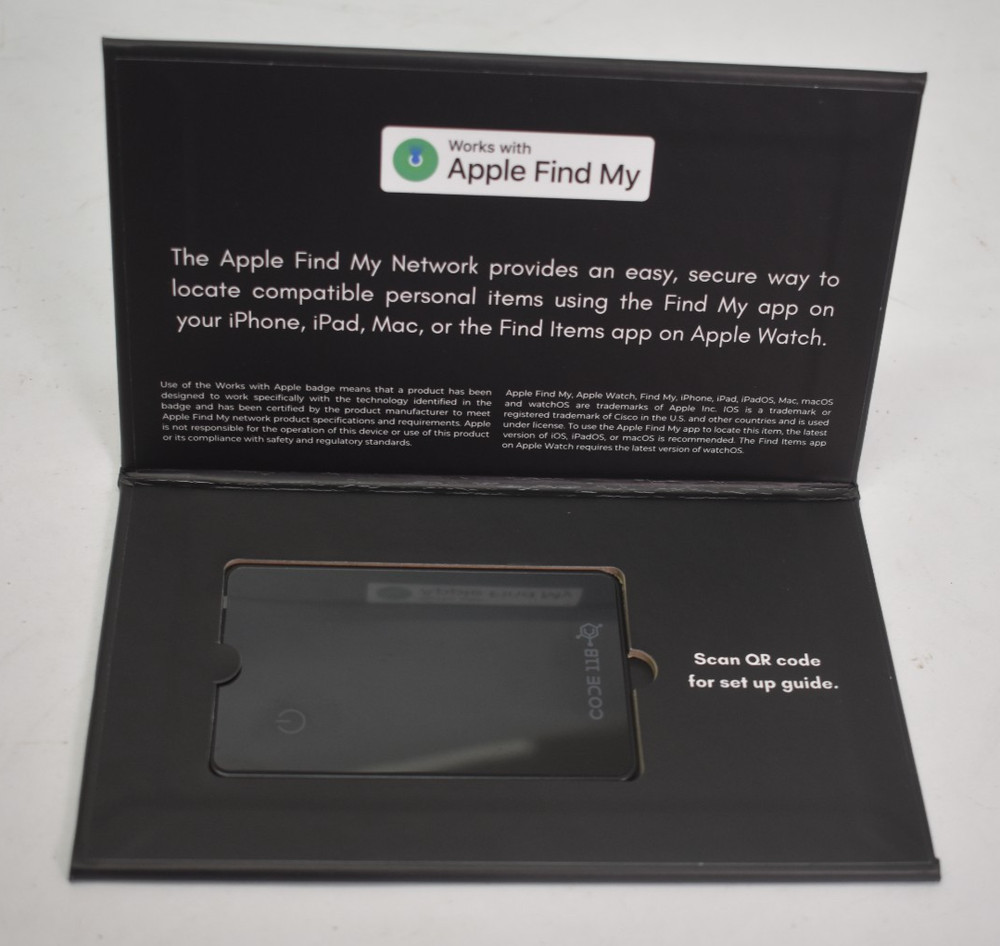 Code 118 Wallet Tracker Card Slim Wallet Black Card Insert for Apple