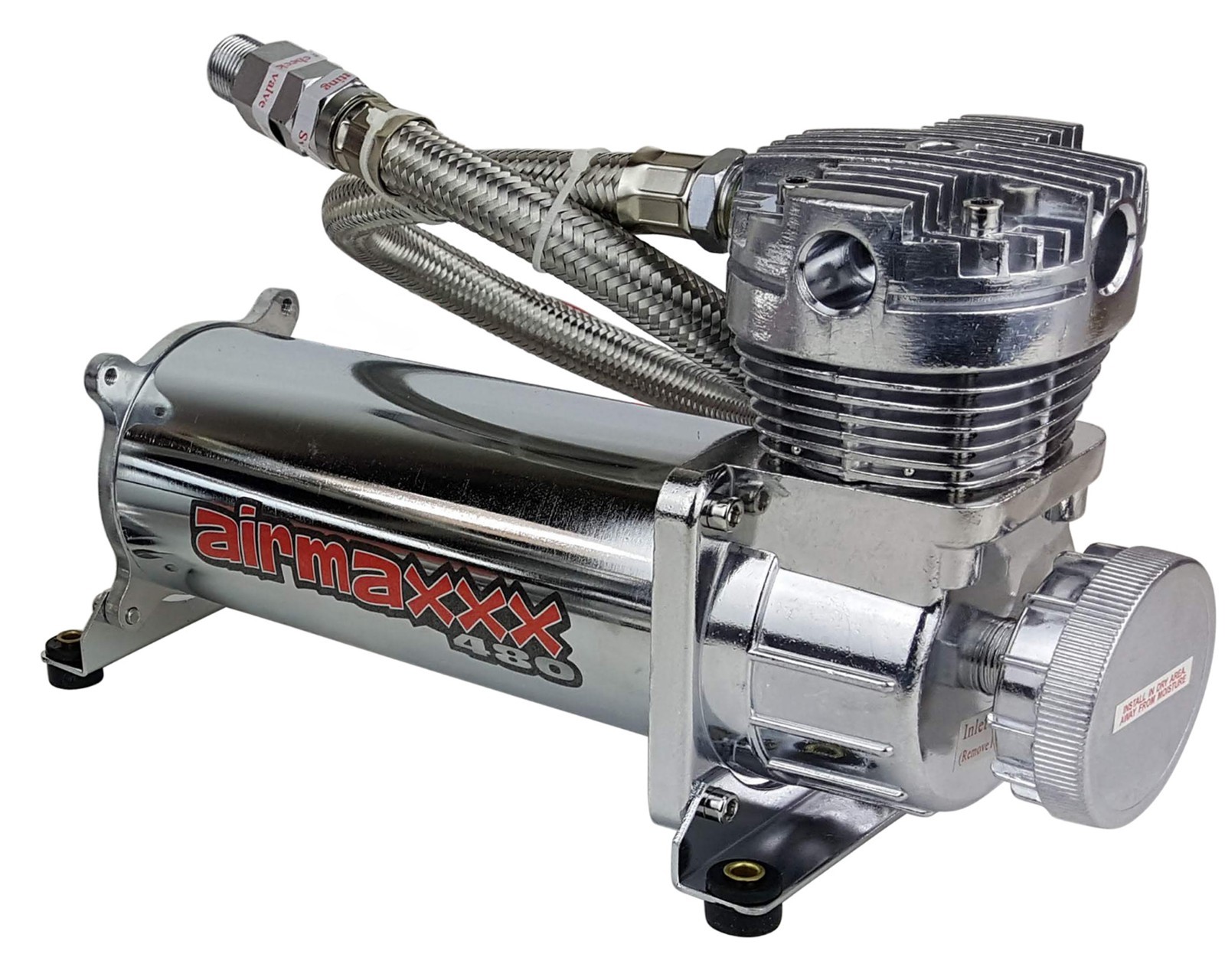 airmaxxx 480 Chrome Air Compressor 180 Switch For Air Horn Suspension Bags Tank