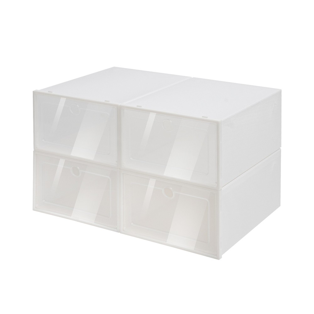 24Pcs Shoe Storage Box Clear Plastic Shoes Case Stackable Organizer Display