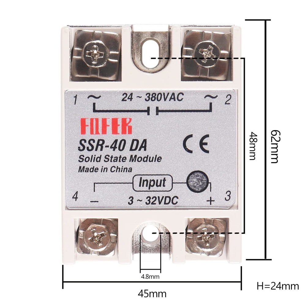 3 Pcs Solid State Relay SSR-40DA Single Phase Module Input 3-32V DC Output