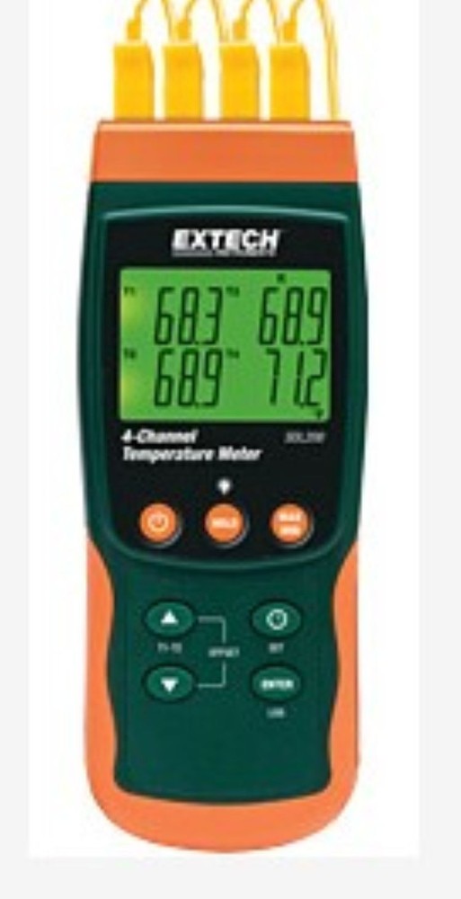 Extech SDL200 Four-Channel Thermometer SD Logger w/Case, Probes