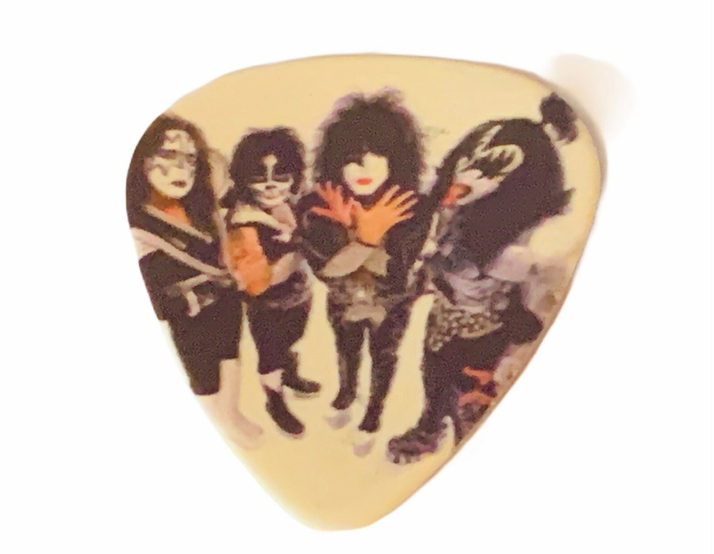 Kiss guitar pick concert memorabilia Gene Simmons Ace Frehley craft earring vtg