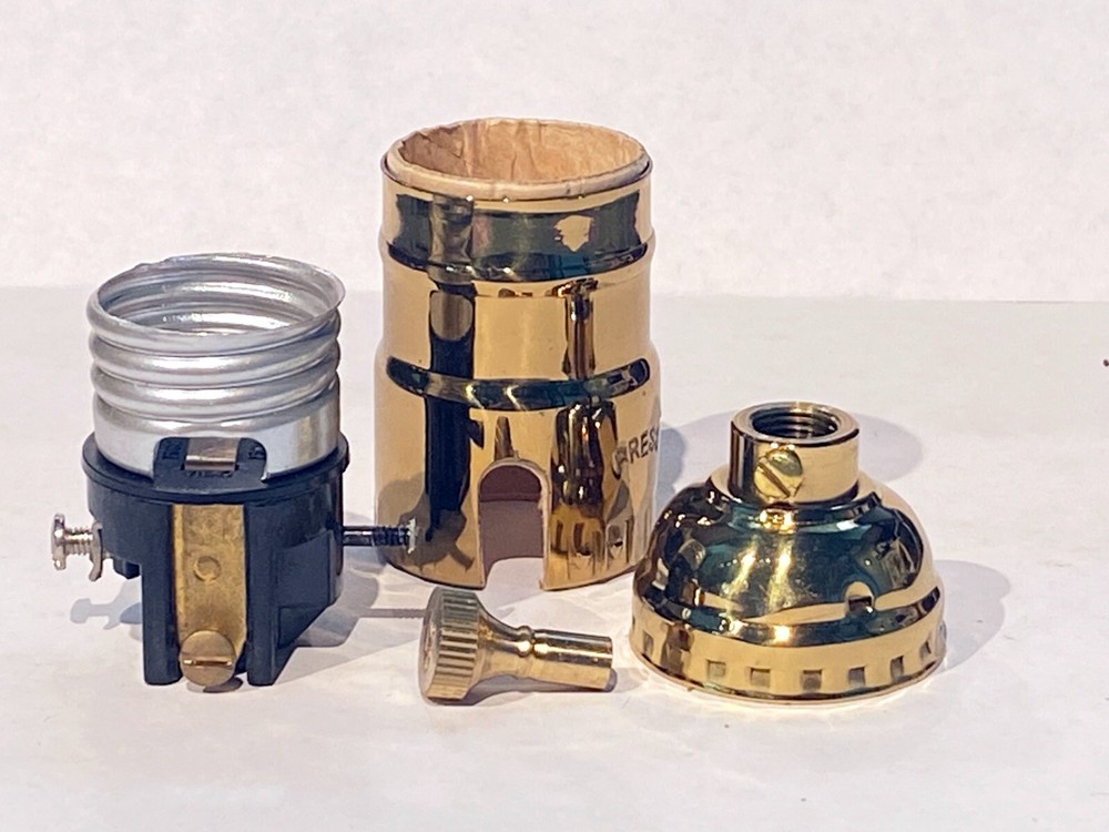 OLD STOCK INDUSTRIAL STYLE SOLID BRASS TURN KNOB 2 WAY MEDIUM BASE LAMP SOCKET