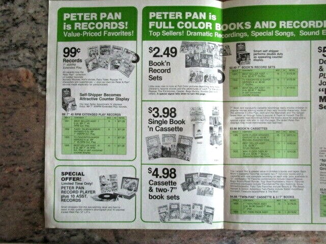 VINTAGE PETER PAN FOR RECORD SALES TRI-FOLD BROCHURE - E7D