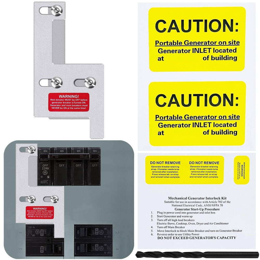 Generator Interlock Kit for GE General Electeric 200 Amp or 150 Amp Vertical ...