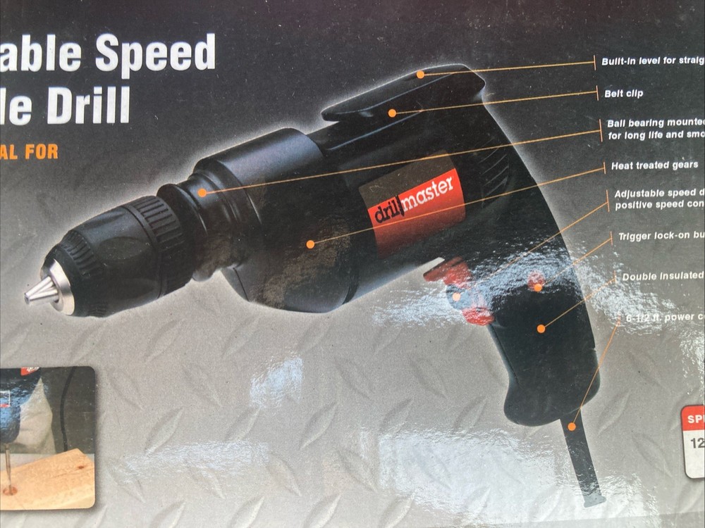 Drill Master 120 Volt 3/8"Variable Speed Reversible Electric Drill Item 3670-NEW