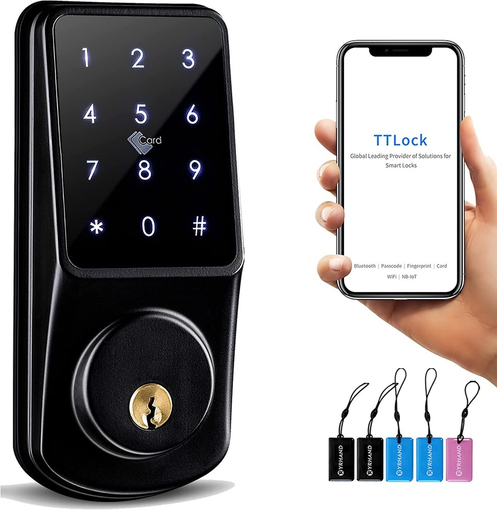 🔥Smart Keyless Keypad Bluetooth Deadbolt IP65 w/ APP, Code, ID Card & Keys🔥