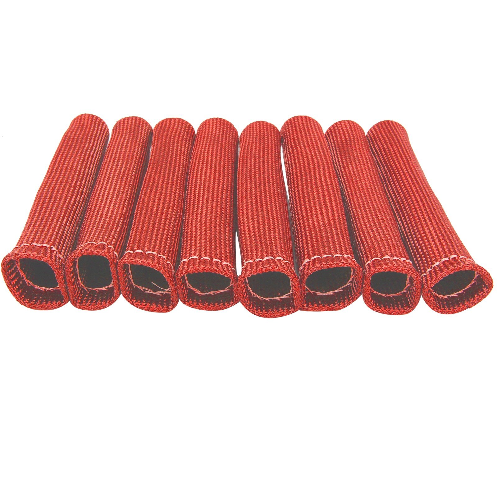 8PCS Red 1200° Spark Plug Wire Boots Heat Shield Protector Sleeve SBC BBC 350