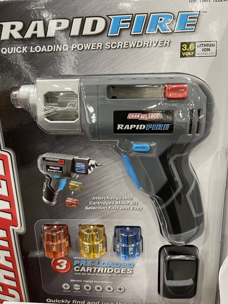 Channel Lock Rapid Fire Quick Loading Power Cordless Screwdriver 18 Driver Bits.