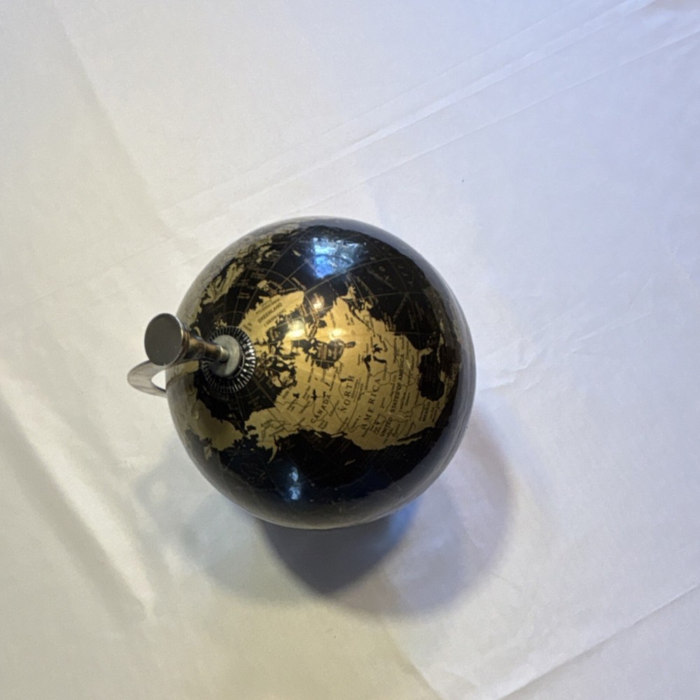 Black Gold Rotating Decorative Tabletop Globe with Metallic Base