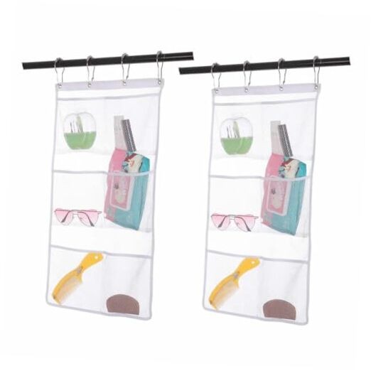 2 Pack Mesh Hanging Caddy Organizer with 6 Pockets, 2 Pack 6-Pocket Mesh