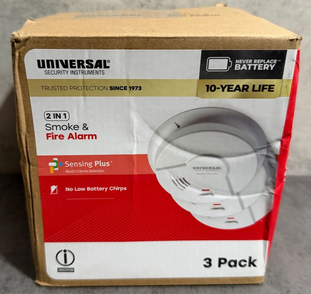 USI (3-Pack) 10-Year Battery Powered Smoke & Fire Detector w/Ionization Sensor