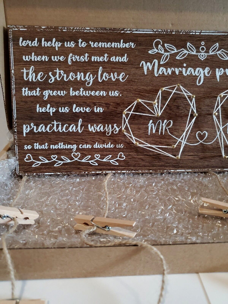 Mr & Mrs Wedding Prayer & Photo Wall Hanger