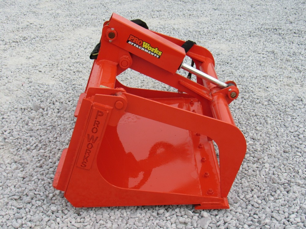 48" Solid Bottom Bucket Grapple Attachment Fits Skid Steer Quick Attach Kubota