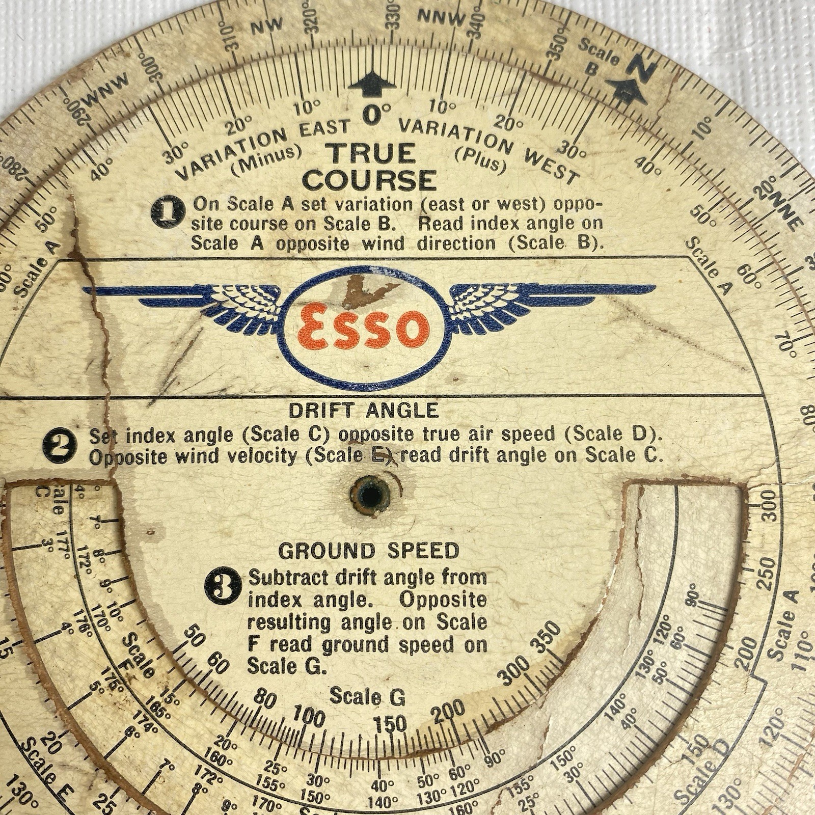 1947 Esso Flight Calculator True Course Air Ground Speed Plane Aviation