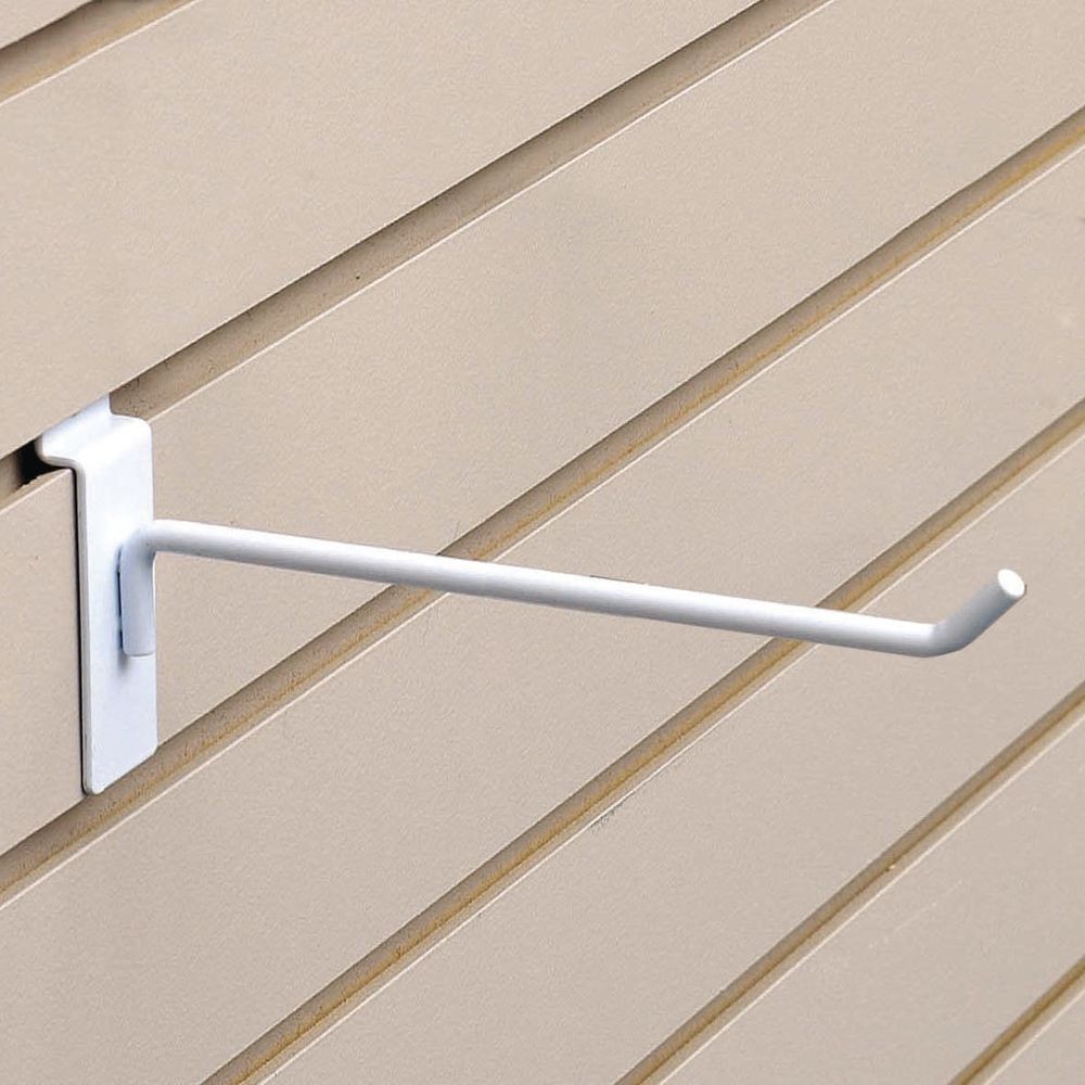 8" White Slatwall Hooks