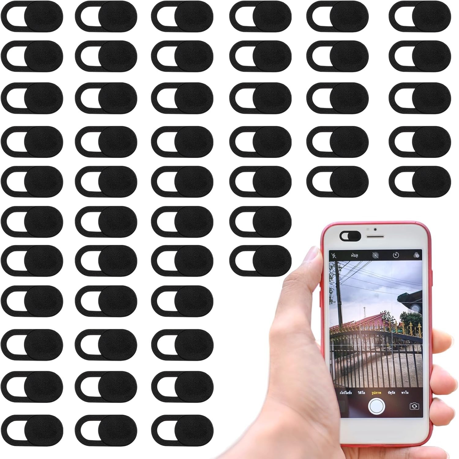 50 Pcs Black Ultra-Thin Webcam Cover Slide, Laptop Camera Privacy Protectors