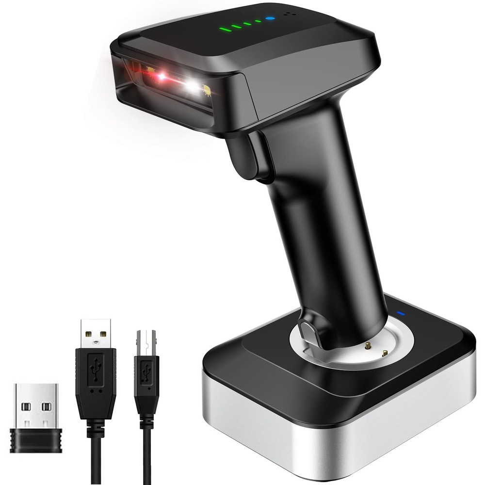 Alacrity 2D QR Wireless Barcode Scanner Charging Base Battery Level Indicator