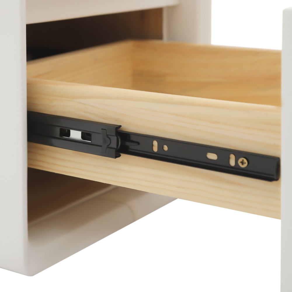 Bedside Table, White Bedside Table W/ 2 Drawers For Study, Bedroom, Living Room