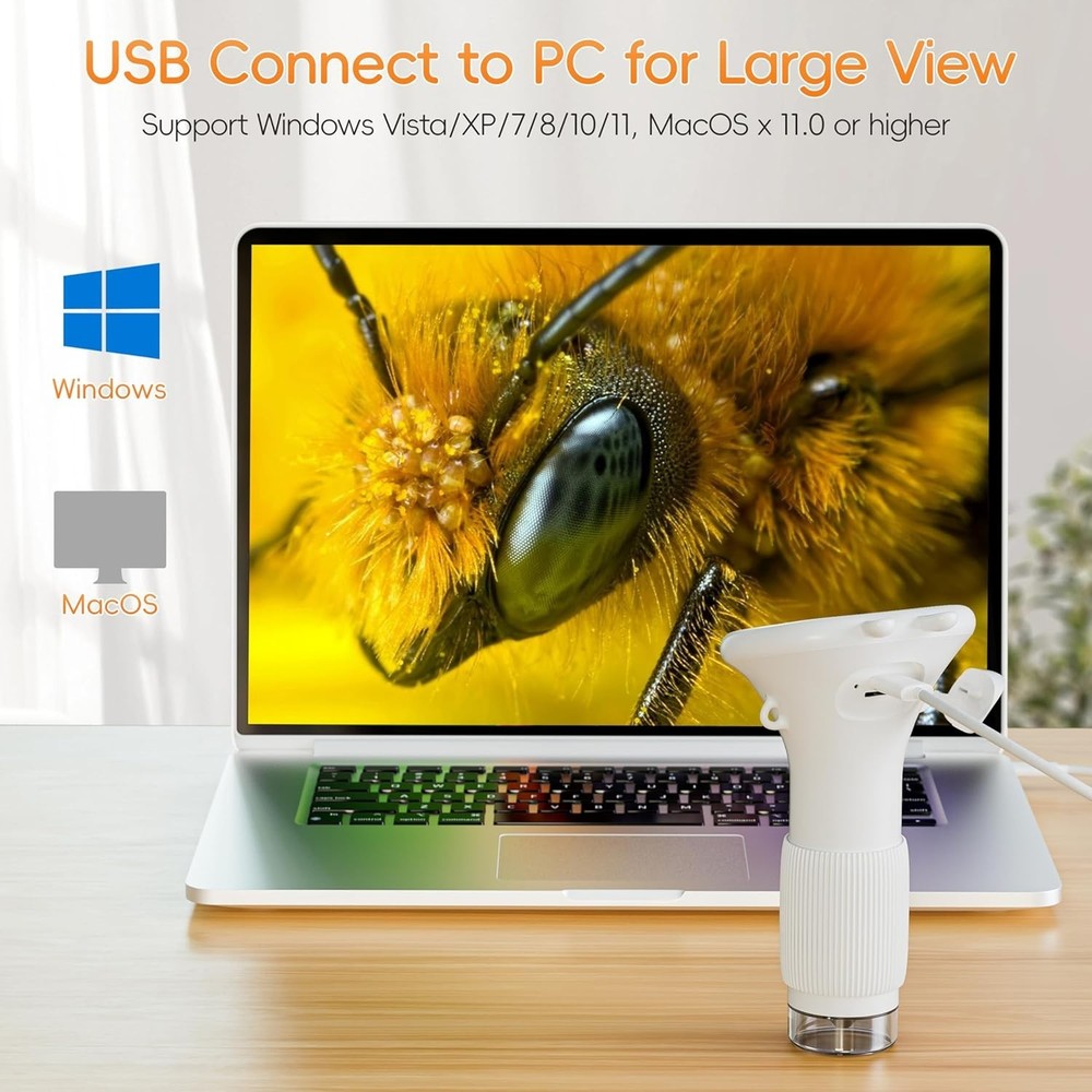 Handheld Mini Microscope for Kids - 1000X with LED Lights & USB Compatibility