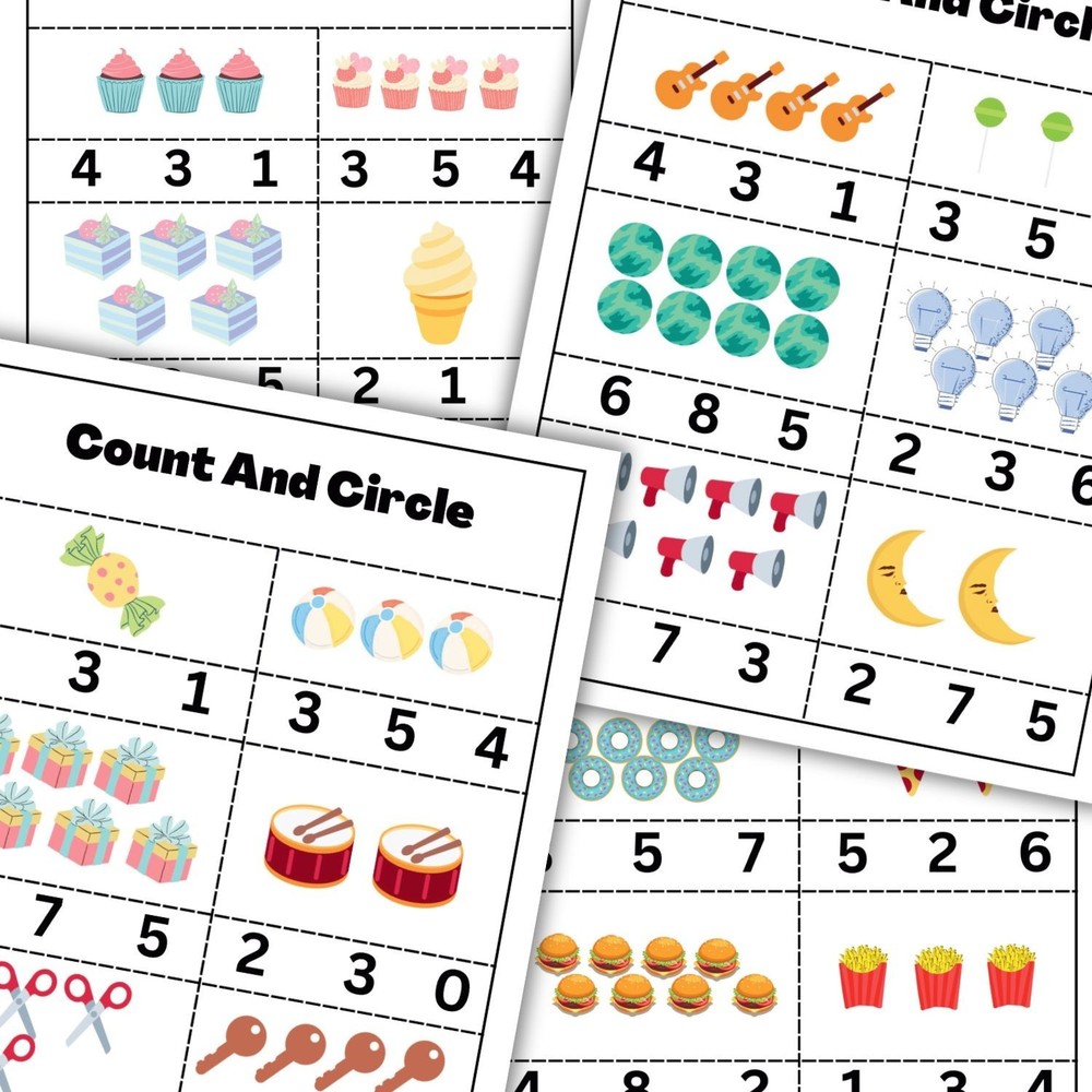 Count and Write & Count and Circle Worksheets | Kids Math Activity Printable