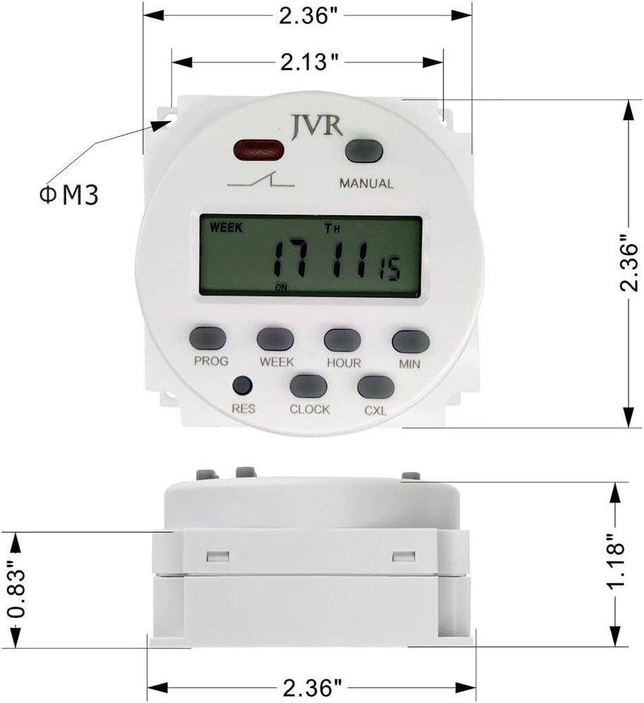 12V Timer Switch - Programmable, DC/AC/Solar Battery Powered | 12 Volt White