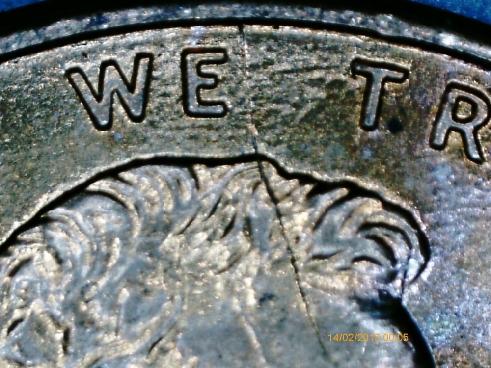 1995 p lincoln cent error spike head red au condition