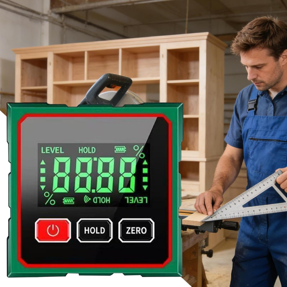 Digital Angle Finder with Electronic Laser 4-Side Magnetic Protractor Angle Gaug