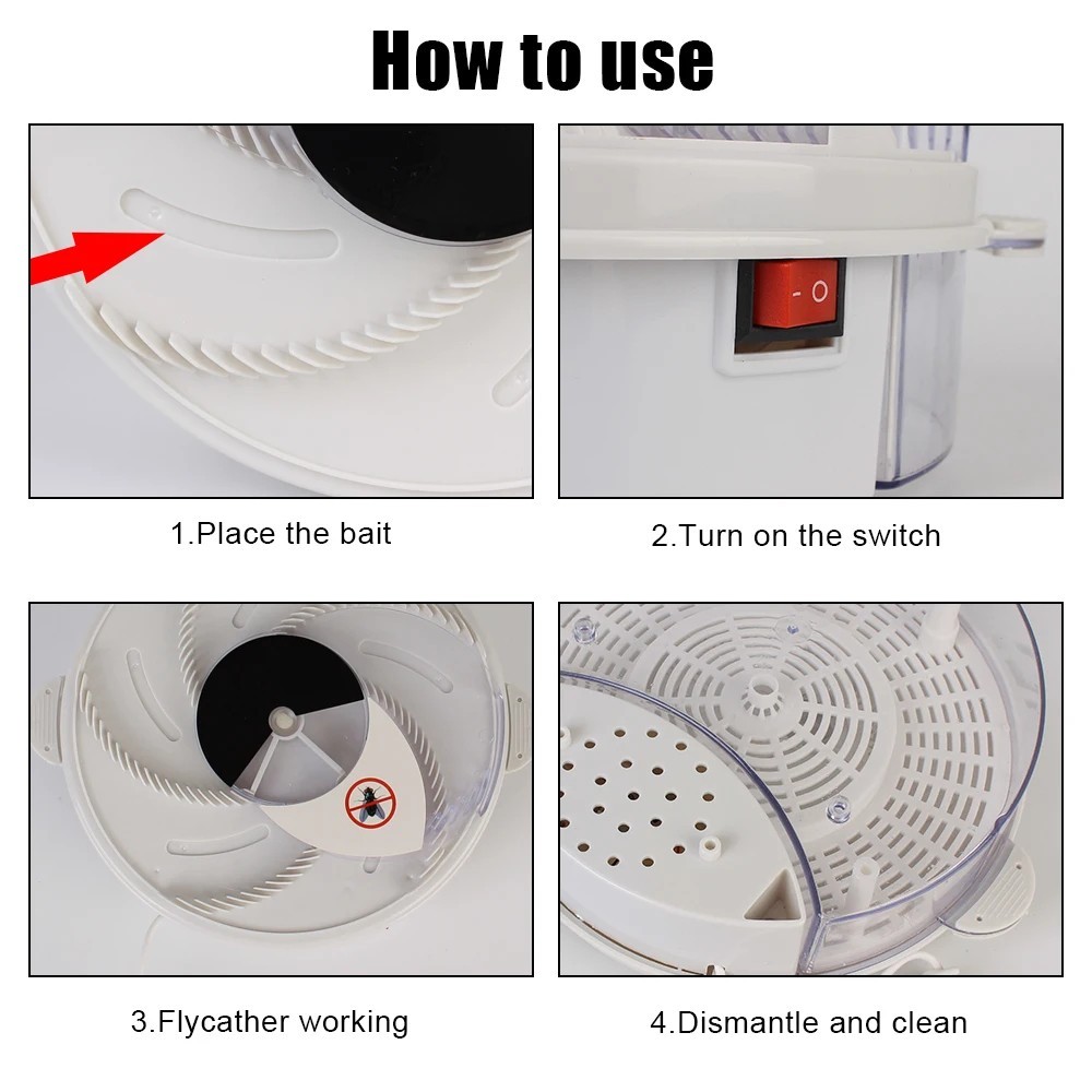 Electric Fly Trap Automatic Fly Catcher Rotating Fly Pest Repellent Kitchen Tool