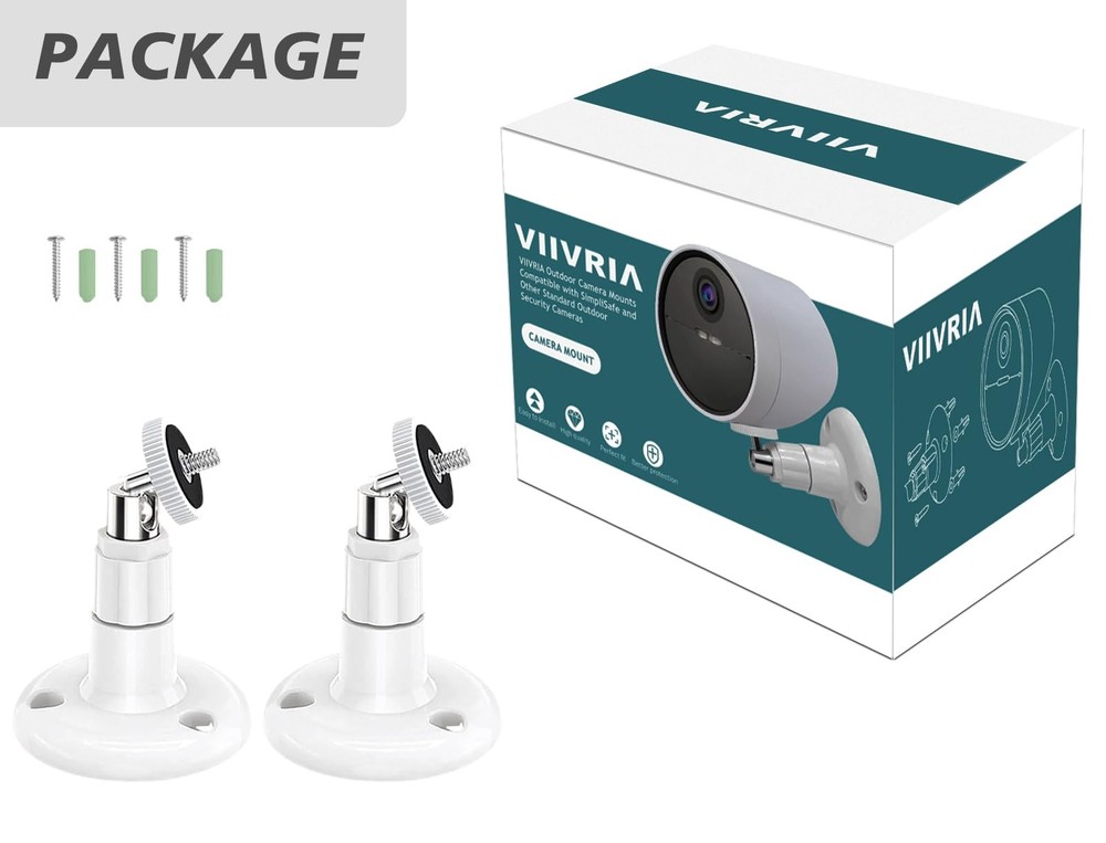 2 Pack Wall Mount Compatible with SimpliSafe Outdoor Security Camera, 360° Rot