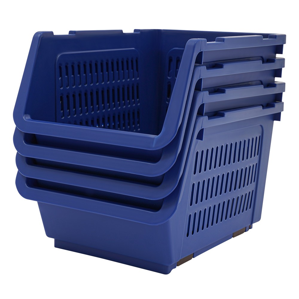 4 PCS Stacking Storage Baskets, PP Plastic Stackable Organizer Bins 76x34x24cm