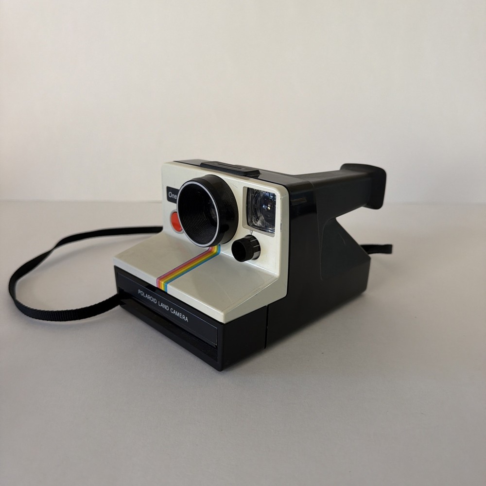 Polaroid One Step Land Camera Rainbow Stripe with Strap Vintage - Untested