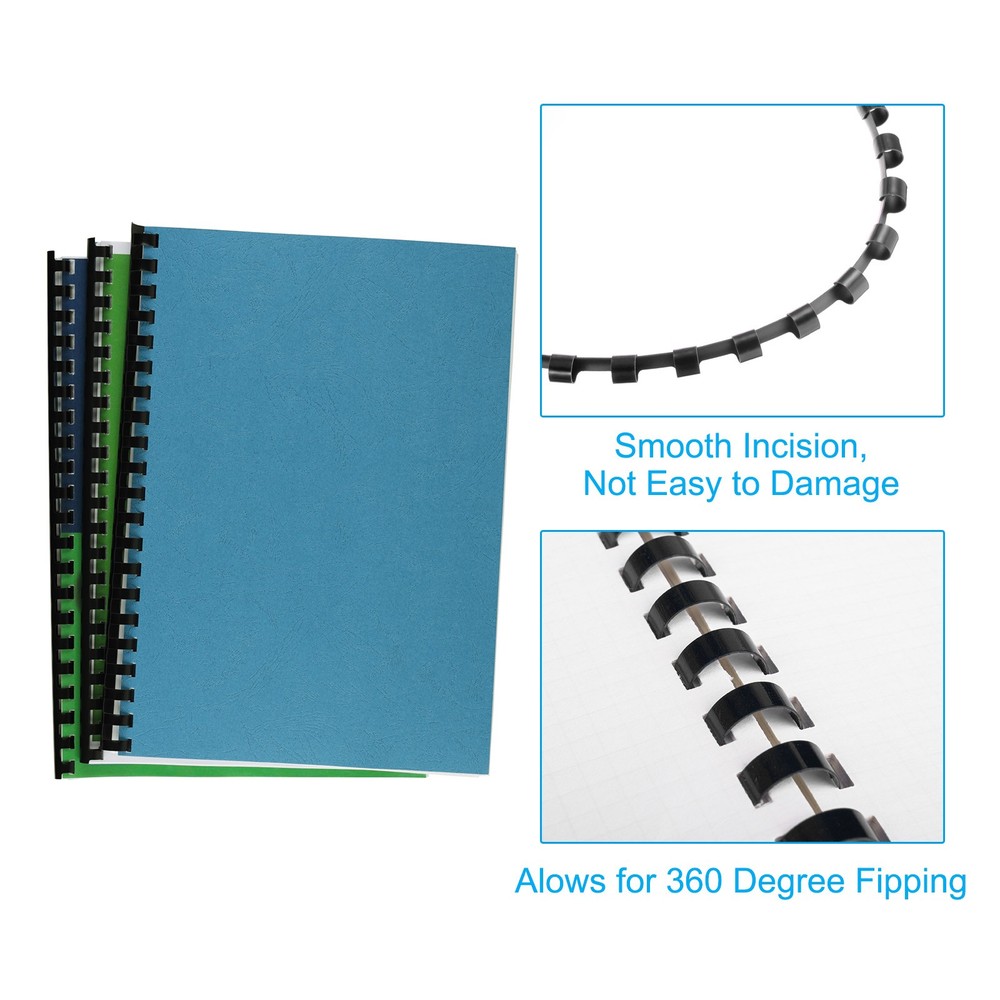 100Pcs 8mm (5/16") Plastic Binding Combs 40 Sheet Capacity 21 Rings, Blue