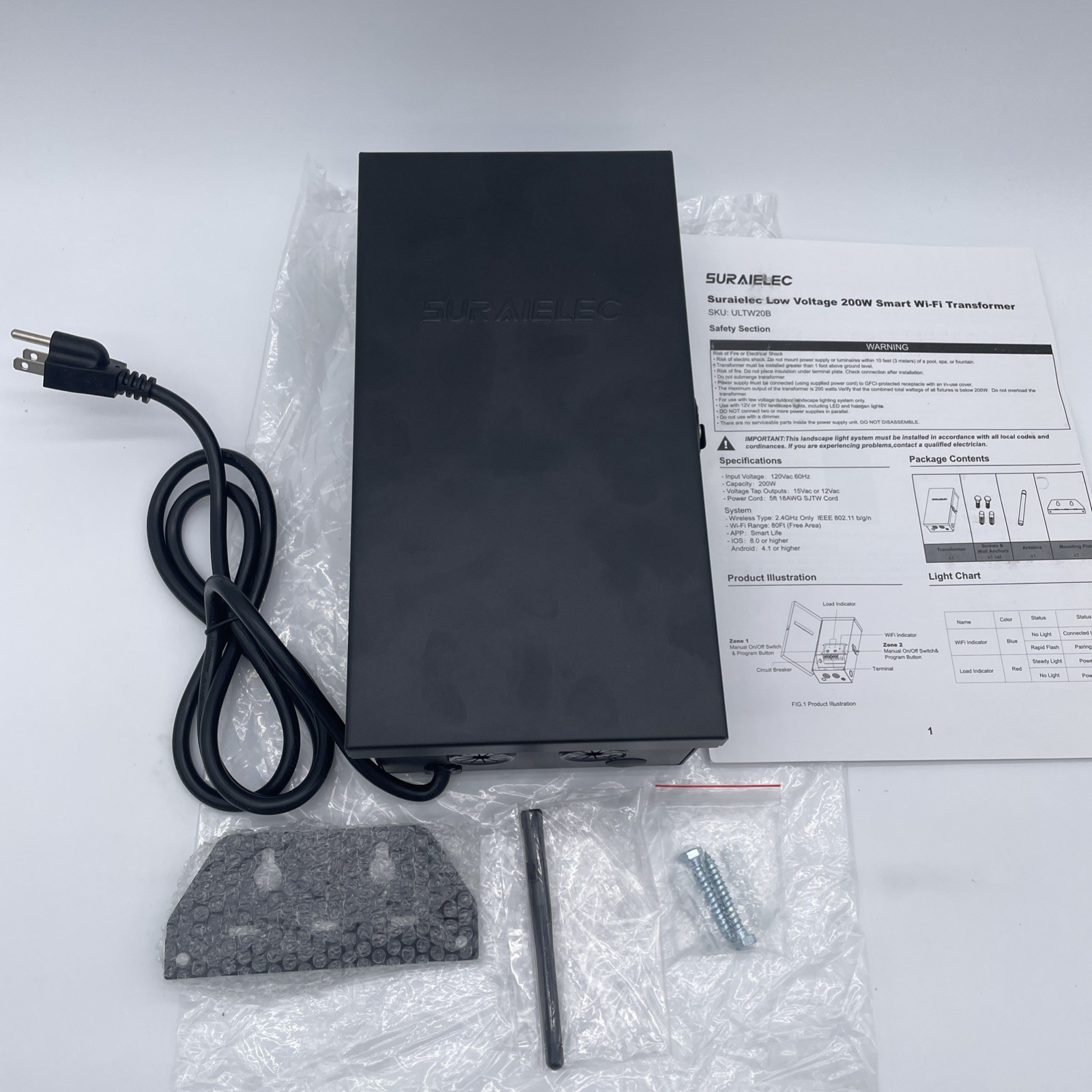 200W Smart Wi-Fi Landscape Low Voltage Transformer 2 Zone 120V AC to 12V 15V AC